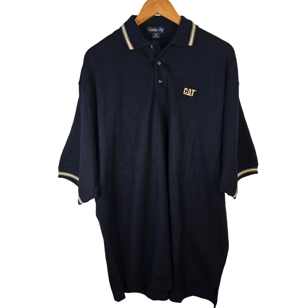 Catalina Bay CAT Embroidered‎ Polo Shirt Mens 2XL Black Short Sleeve